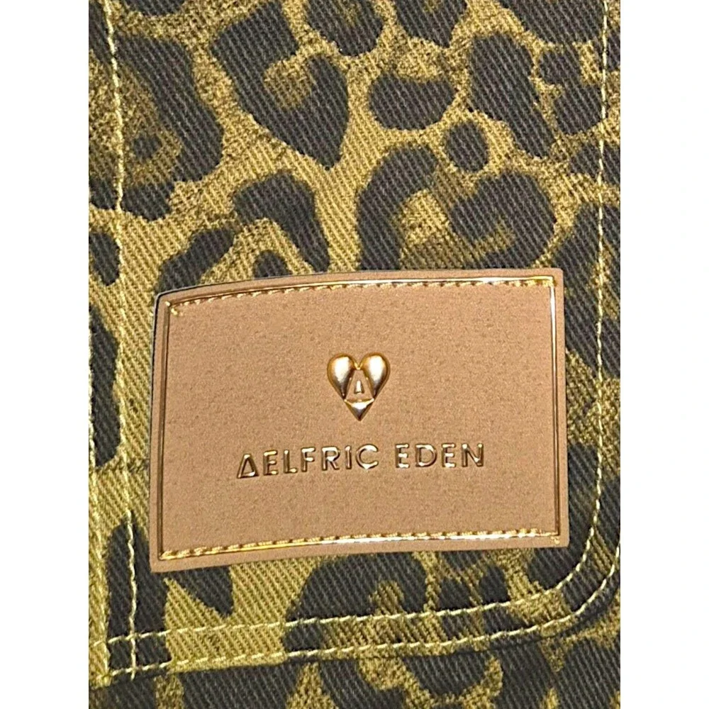 Aelfric Eden Overalls Womens XL Green Animal Print Cargo Pockets Leopard Y2K - Picture 5 of 7
